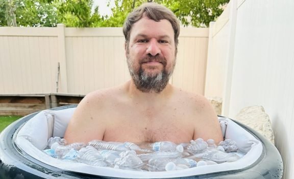Man in Ice Pod ice bath tub